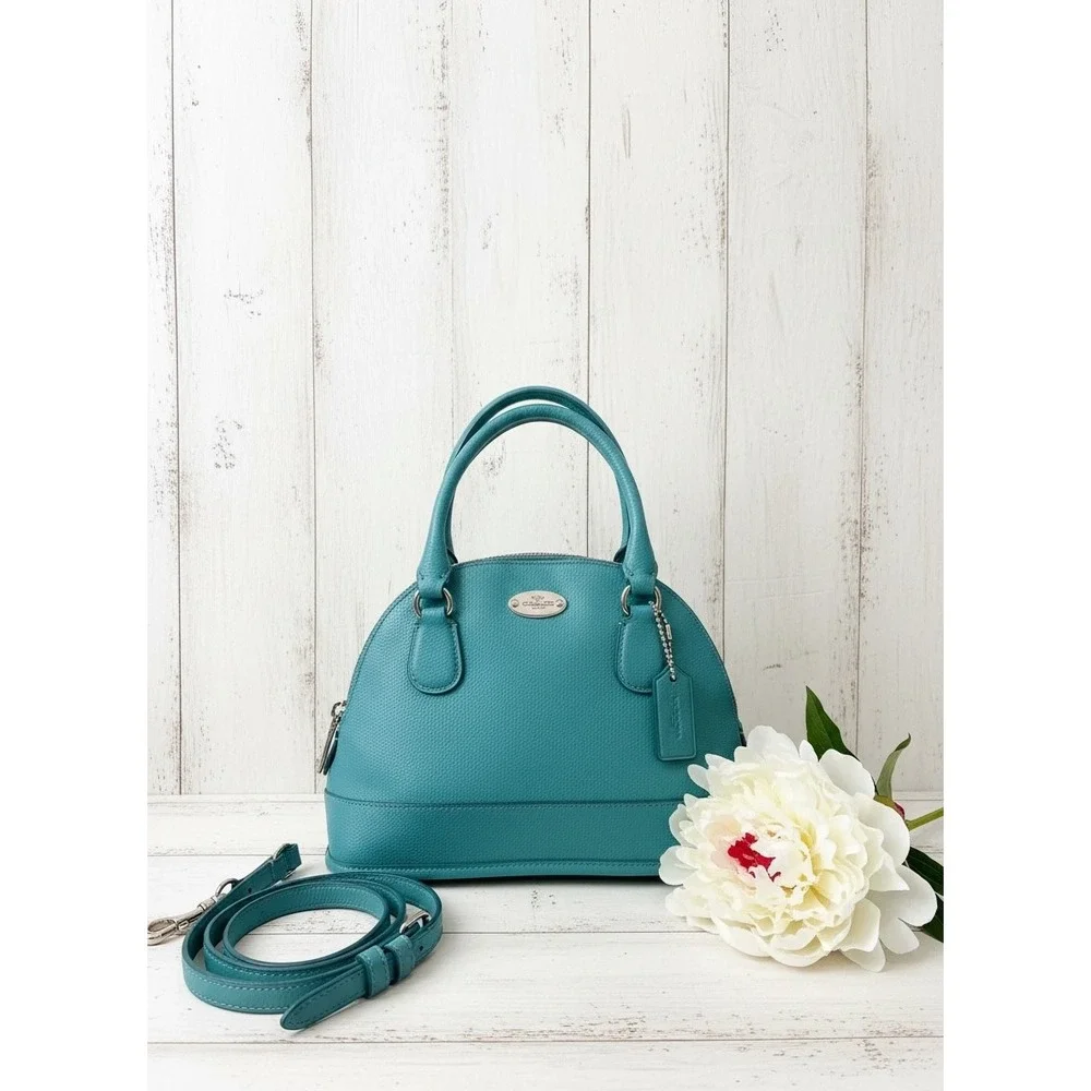 Coach Teal Pebbled Leather‎ Dome Satchel | Excellent Condition